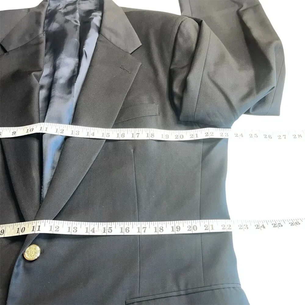 Vintage HICKEY FREEMAN Bespoke  Men’s 44L Blazer Wool Gold Button Sport Coat